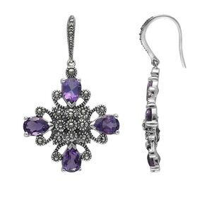 Elegant Earrings Lavish by TJM 925Sterling Silver Amethyst Drop Earrings Women's